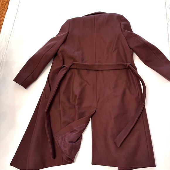 H&M Studio Collection Burgundy Wool and Quilted Puffer Coat 8 Medium - Picture 6 of 9